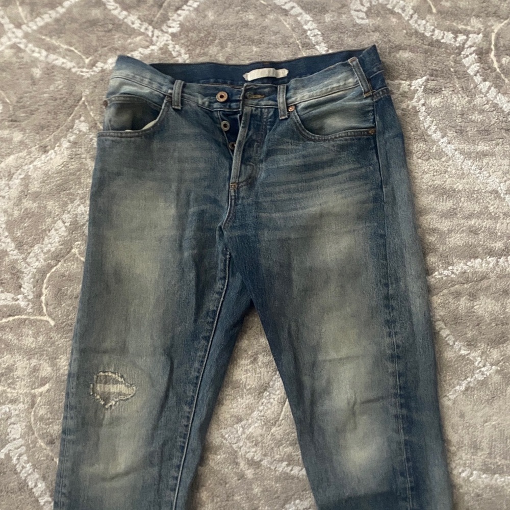 Off-White Distressed Blue Jeans